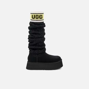 UGG CLASSIC SWEATER LETTER KNIT BLACK PLATFORM BOOTS SIZE US 7 WOMEN